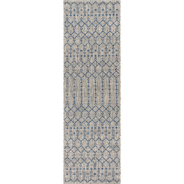 Ourika Moroccan Geometric Textured Weave Indoor/outdoor Runner Rug